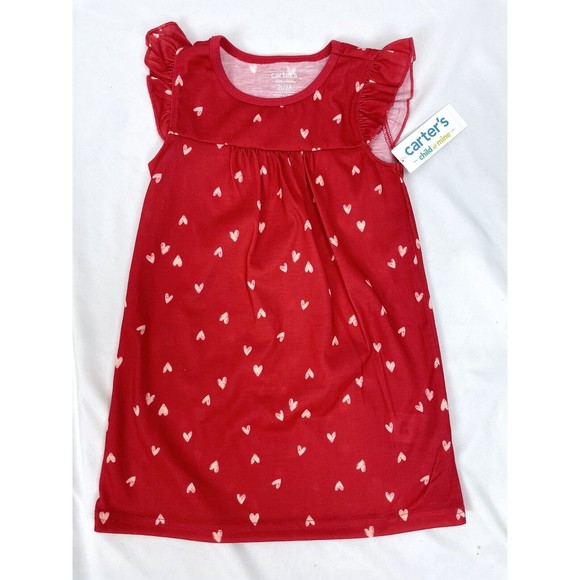 Carters Child of Mine Toddler Girl Red Hearts Nightgown Sleeveless 2T - Picture 1 of 2